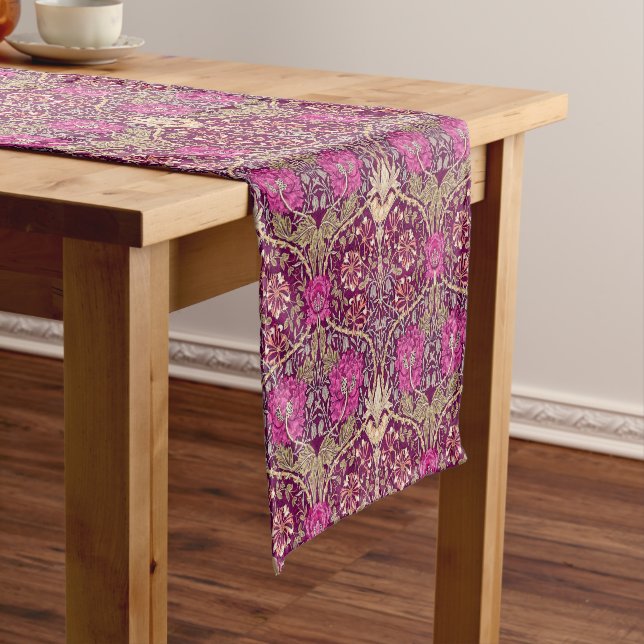 Art Nouveau Floral, Plum, Beige and Deep Purple Short Table Runner (In Situ)