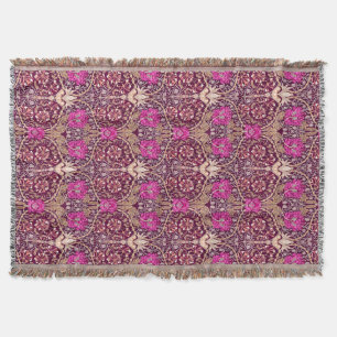Art Nouveau Floral, Plum, Beige and Deep Purple Throw Blanket