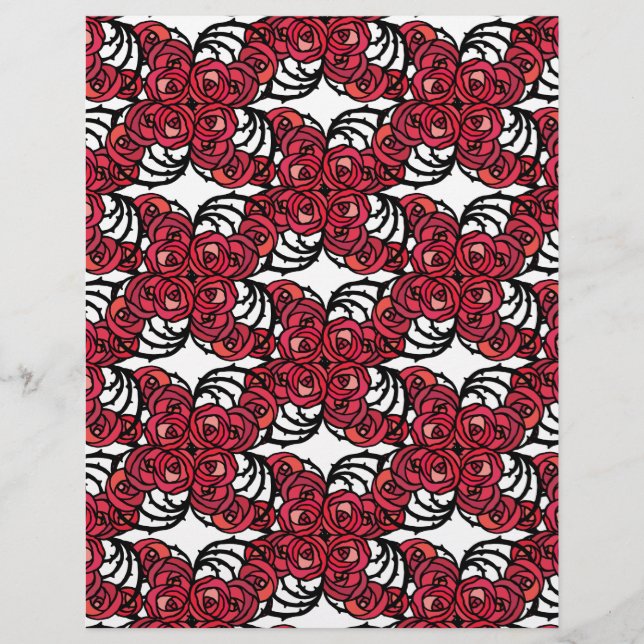 Art Nouveau Floral red and black rose vines design (Front)