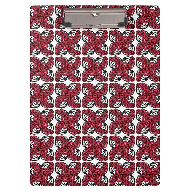 Art Nouveau Floral red and black rose vines design Clipboard (Front)