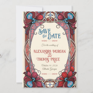 Art Nouveau Floral Save the Date Card
