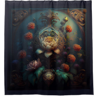 Art Nouveau Floral Shower Curtain