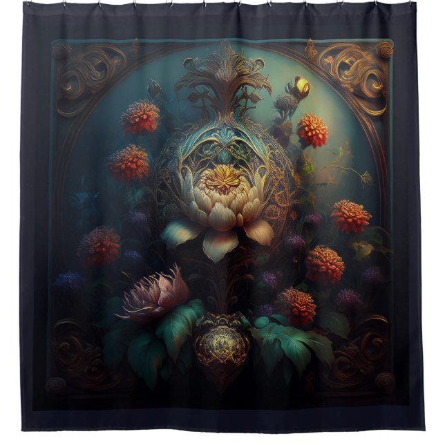 Art Nouveau Floral Shower Curtain (Front)