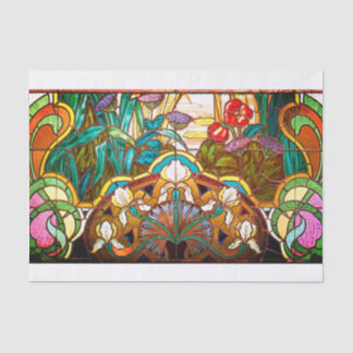 Art nouveau floral stained glass look window  tissue paper