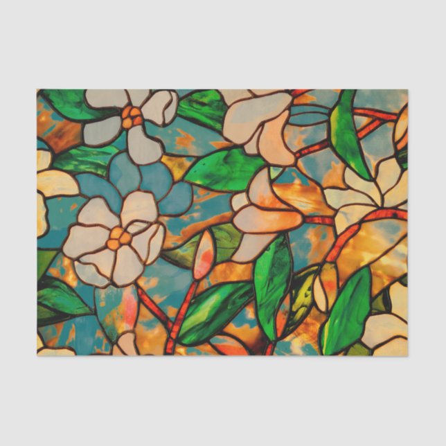 Art Nouveau Floral Stained Glass Tissue Paper (Front)