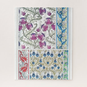 Art nouveau floral thistle flower textile art jigsaw puzzle