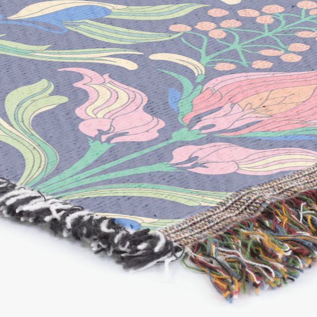 Art Nouveau Floral Throw Blanket (Corner)
