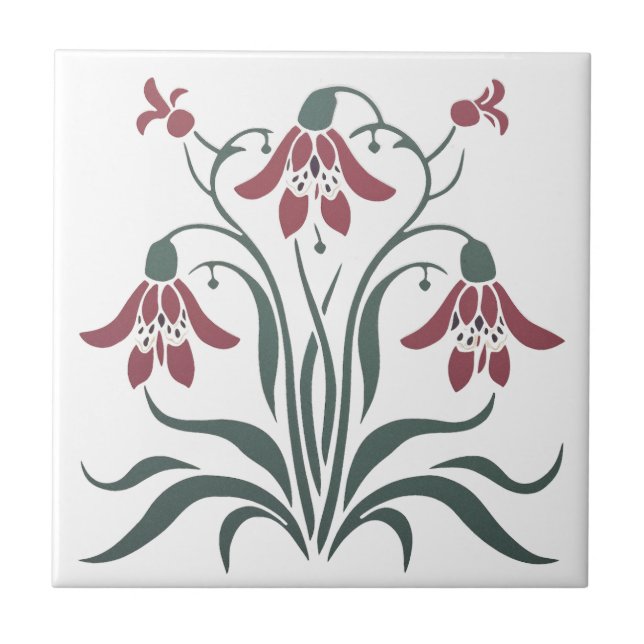 Art Nouveau Floral Tile (Front)