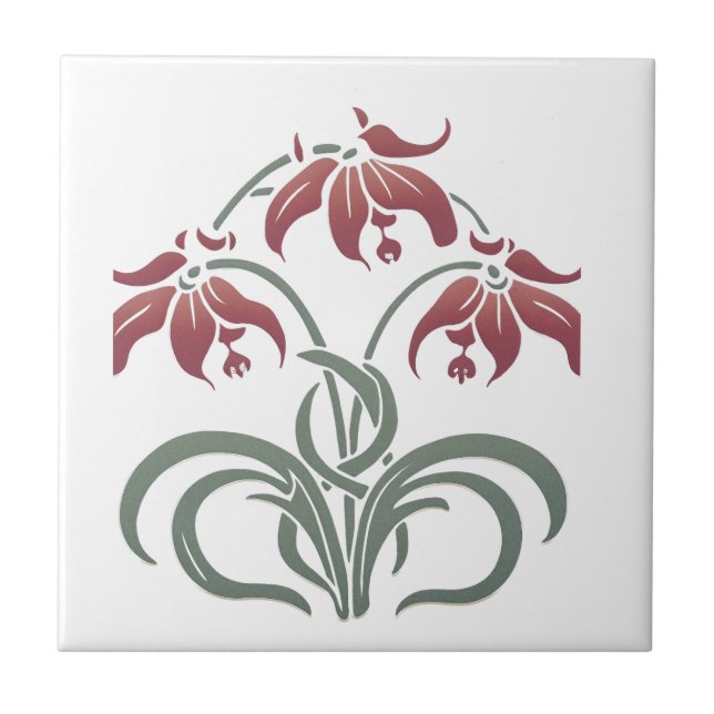 Art Nouveau Floral Tile (Front)