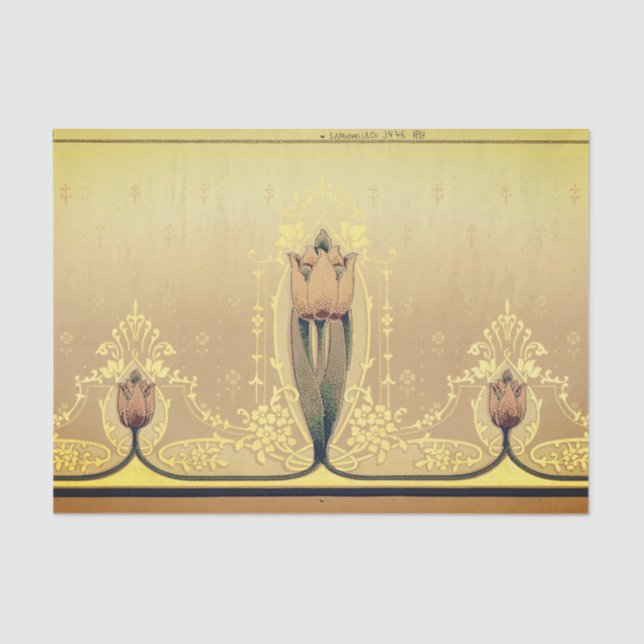 Art nouveau floral tulip pink and gold elegant tissue paper (Front)