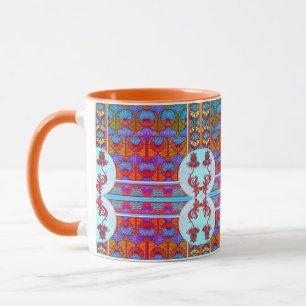 Art nouveau floral vintage textile art verneuil mug
