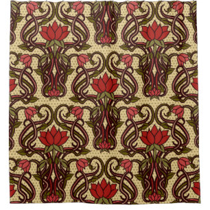 Art Nouveau floral wallpaper. Shower Curtain