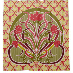 Art Nouveau floral wallpaper. Shower Curtain