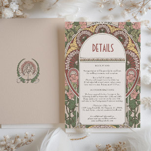 Art Nouveau Floral Wedding Details Enclosure Card