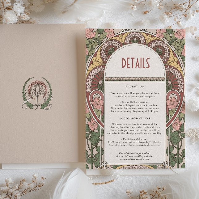 Art Nouveau Floral Wedding Details Enclosure Card (Creator Uploaded)