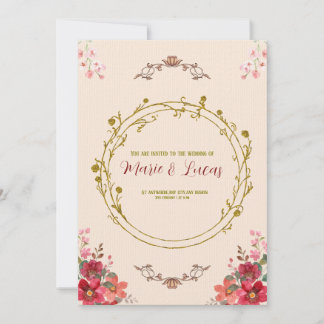 Art nouveau floral wedding invitation