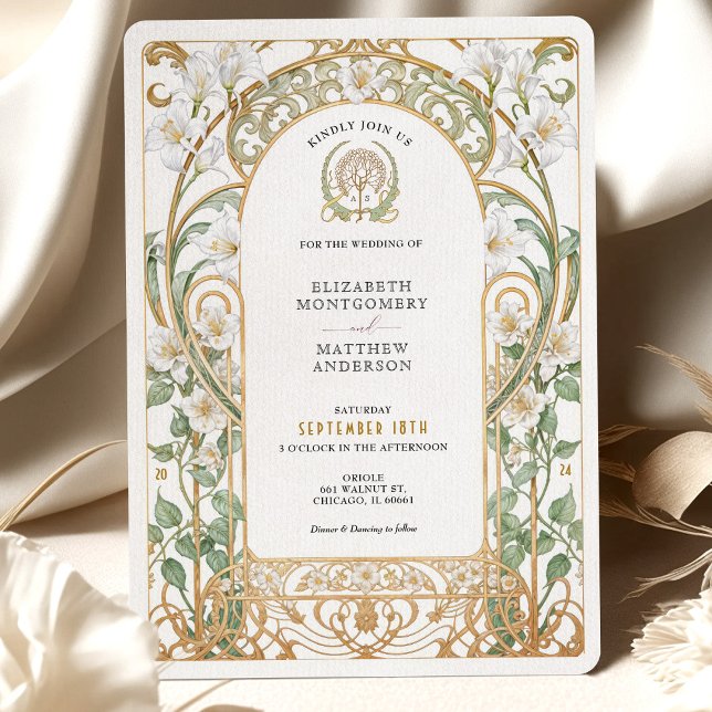Art Nouveau Floral Wedding Invitation (Creator Uploaded)