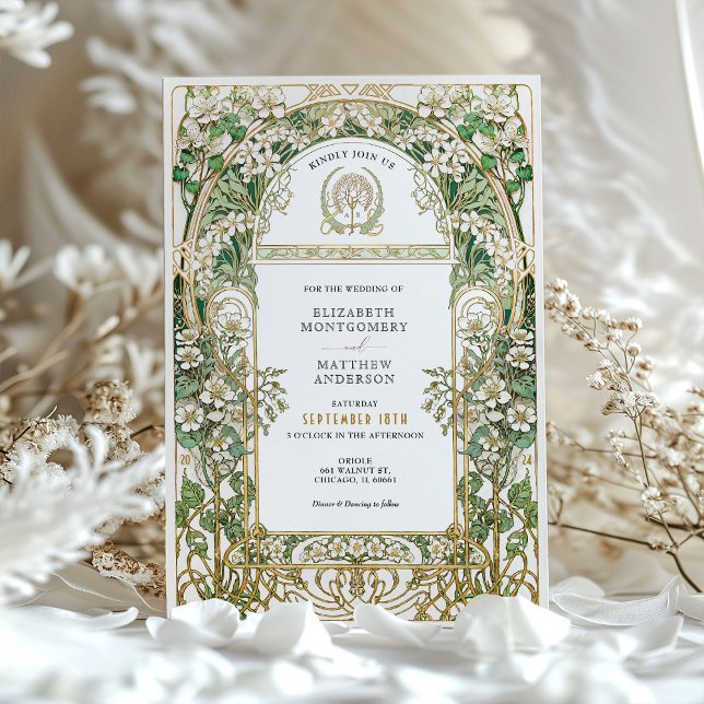 Art Nouveau Floral Wedding Invitation (Creator Uploaded)