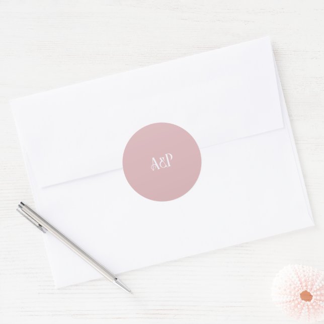Art Nouveau Floral Wedding Pink Classic Round Sticker (Envelope)