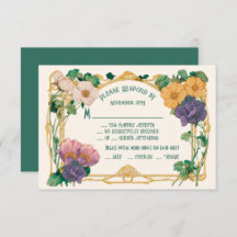 Art Nouveau Floral Wedding RSVP response card