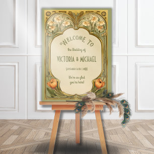 Art Nouveau Floral Wedding Welcome Sign