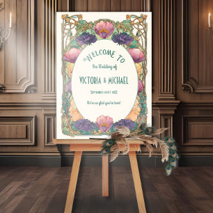 Art Nouveau Floral Wedding Welcome Sign