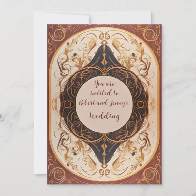Art Nouveau Flourished Wedding Invitation (Front)