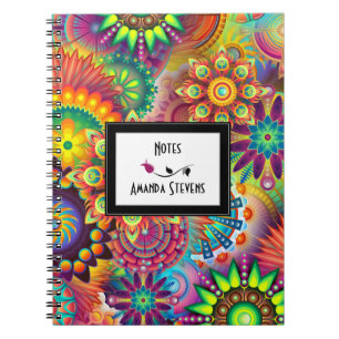 Art Nouveau Flower And Wheels Abstract Notes Spiral Notebook