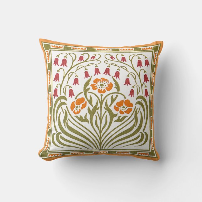 Art Nouveau Flower Design Pillow (Front)