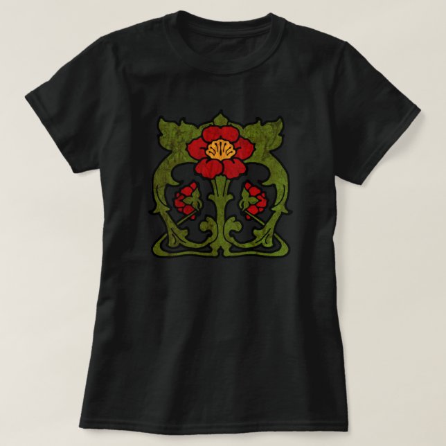 Art Nouveau Flower Motif T-Shirt (Design Front)