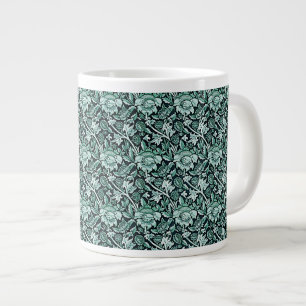 Art Nouveau Flower Pattern Shades of Green Large Coffee Mug