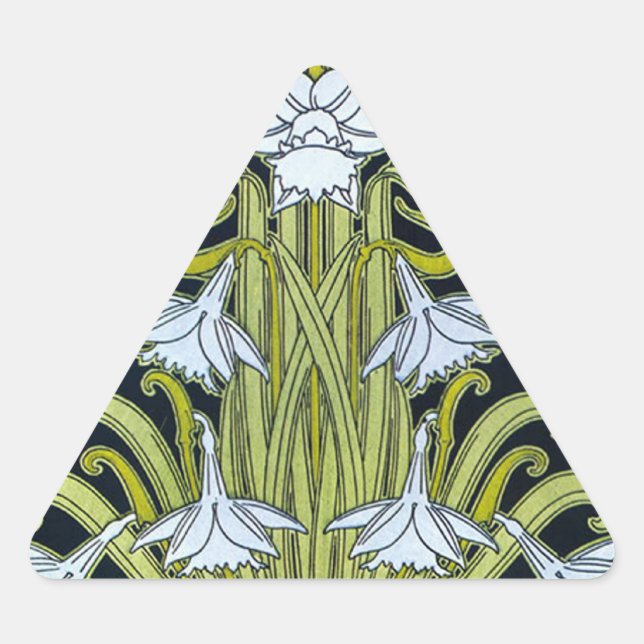 Art  Nouveau Flower Triangle Sticker (Front)