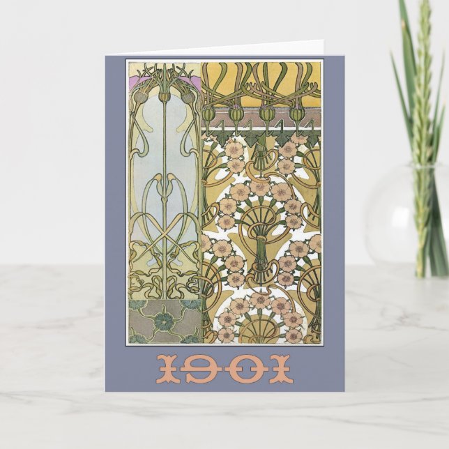 Art nouveau flowers  alphonse mucha floral art card (Front)