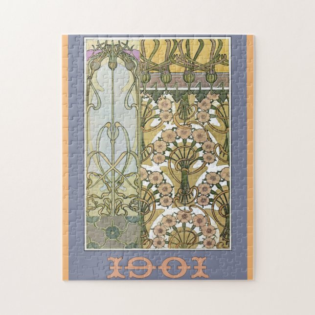 Art nouveau flowers  alphonse mucha floral art jigsaw puzzle (Vertical)