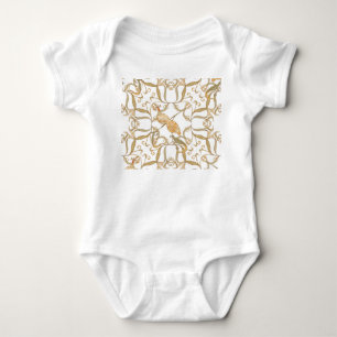 Art Nouveau Flowers Birds Baby Bodysuit