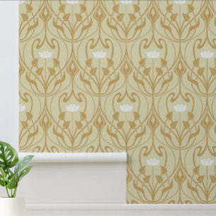 Art Nouveau Foliage & Floral Pattern Wallpaper