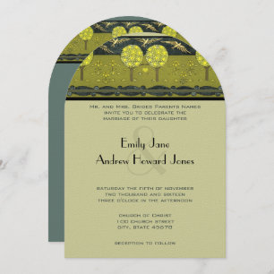 Art Nouveau Forest Vintage Bird Wedding Invites