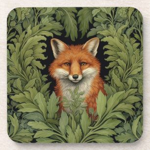 Art nouveau fox in the forest coaster