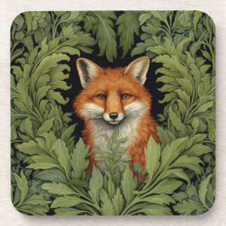 Art nouveau fox in the forest coaster