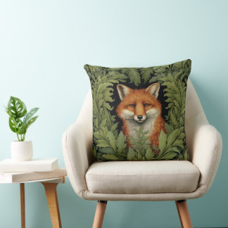 Art nouveau fox in the forest cushion
