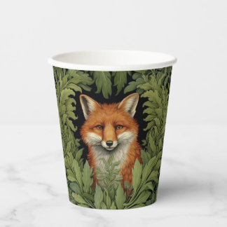 Art nouveau fox in the forest paper cups