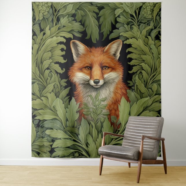 Art nouveau fox in the forest tapestry (In Situ)