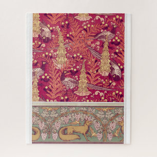 Art nouveau fox pheasant Foxglove verneuil  Jigsaw Puzzle