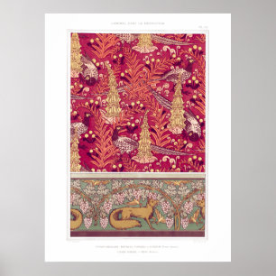 Art nouveau fox pheasant Foxglove verneuil Poster