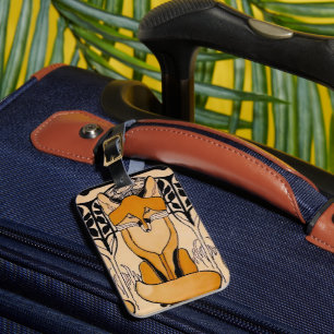 Art Nouveau Foxes Illustration Woodland Wildlife Luggage Tag