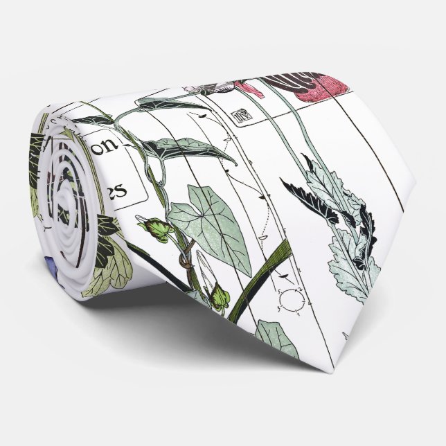Art Nouveau French Botany Flower Collage Tie (Rolled)