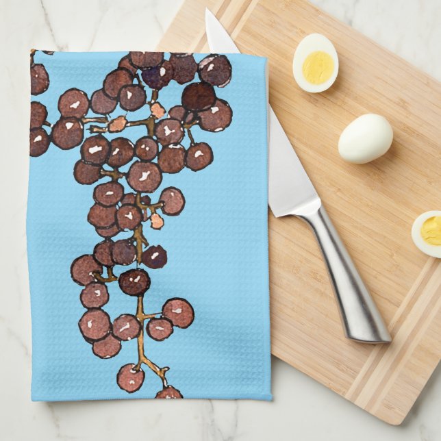 Art Nouveau Frost Grapes Tea Towel (Quarter Fold)