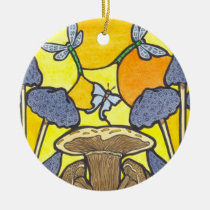 Art Nouveau Fungi Ceramic Tree Decoration