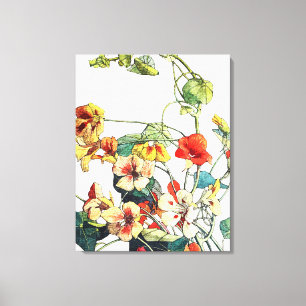 Art Nouveau Garden Nasturtium Flowers Canvas Print