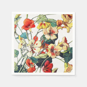 Art Nouveau Garden Nasturtium Flowers Napkin